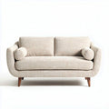 Fabric loveseat with circular armrests and wooden legs 180 x 85 x 75cm beige color