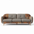 Fabric sofa with geometric pattern and wooden legs 180 x 80 x 80cm