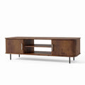 Wooden TV stand with storage and open shelves in walnut finish 150 x 40 x 50cm