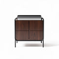 Wooden bedside table with storage drawers and metal frame 40 x 40 x 50cm