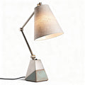 Adjustable table lamp with linen shade and metal base 25 x 25 x 45cm
