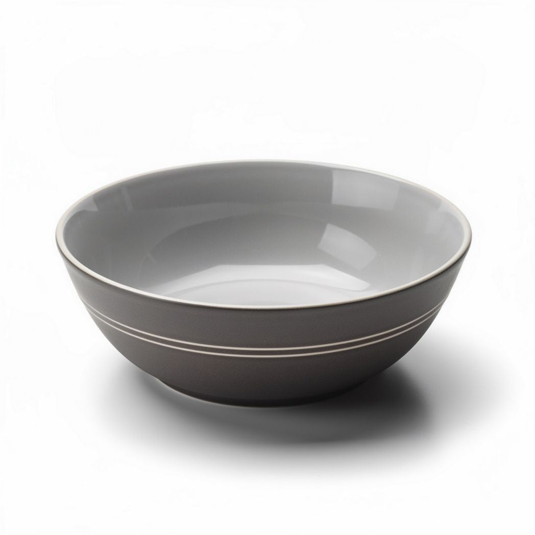 Stoneware serving bowl 25 x 25 x 8cm gray with white stripe design