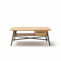 Wooden coffee table with drawer and metal frame 120 x 60 x 45cm